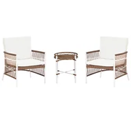 Ławy i stoliki kawowe - BELIANI Zestaw balkonowy biały aluminium poliester 2-osobowy 2 krzesła stolik kawowy - miniaturka - grafika 1