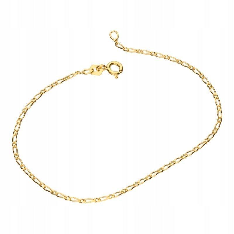 Złota bransoletka 585 klasyczny styl elegancki łańcuszek 18cm figaro 14k