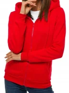 Bluzy damskie - Damska bluza dresowa z kapturem rozpinana ocieplana XL czerwona - miniaturka - grafika 1