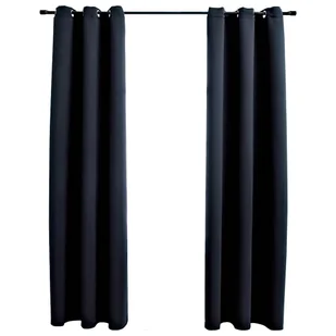 vidaXL Zasłony zaciemniające z kółkami 2 szt. Czarny 97x213 cm Tkanina - Zasłony - miniaturka - grafika 1