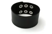 Bransolety męskie - Szeroka Męska Bransoletka Skórzana Czarna - miniaturka - grafika 1