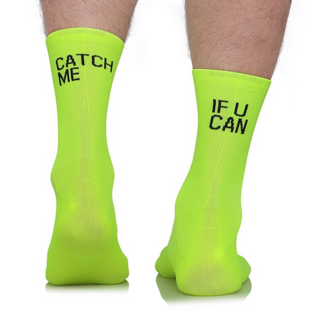 Skarpety rowerowe, kolarskie Todo Cycling Pro, CATCH ME IF YOU CAN żółte, neonowe, termoaktywne, 43-46