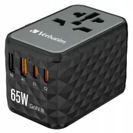 Ładowarki do telefonów - Verbatim Adapter podróżny EU/UK/US GaN 2xUSB-A/2xUSB-C PD 65W UTA-05 czarny - miniaturka - grafika 1