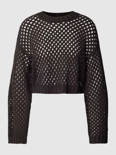 Sweter z dzianiny z ażurowym wzorem model ‘SMILLA’ - Swetry damskie - miniaturka - grafika 1