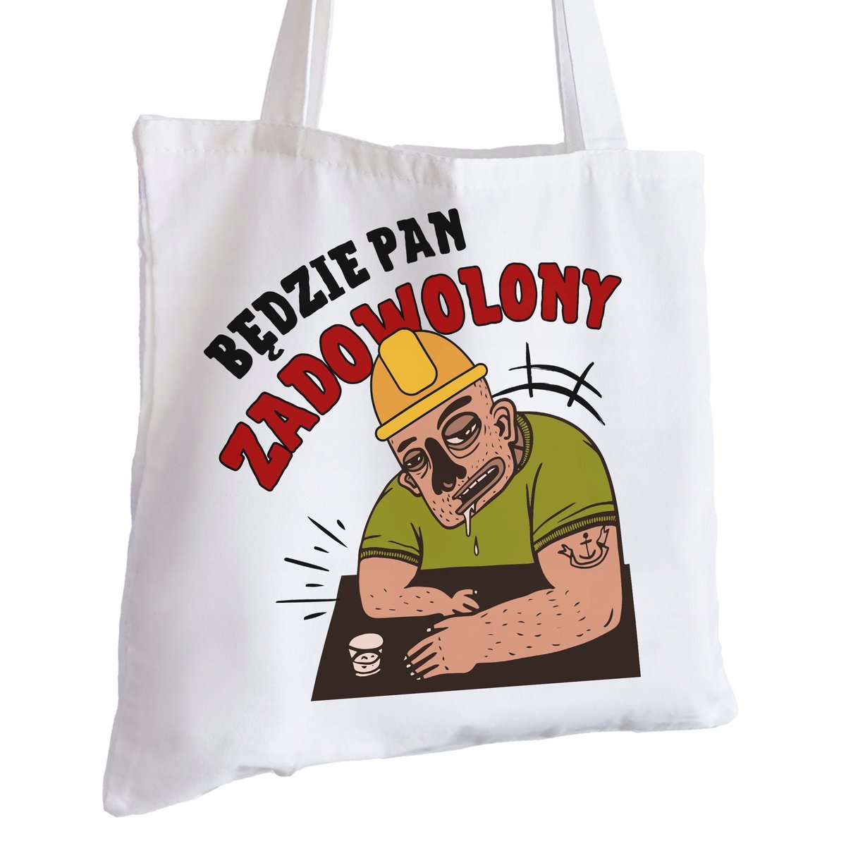Torba Bawełniana biała dla Budowlańca Na Prezent ekologiczna Trwały Nadruk