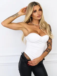 USZTYWNIANE BODY Z CEKINAMI- BIAŁE - Olika - Body - miniaturka - grafika 1
