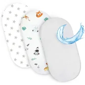 Prześcieradła dla dzieci - Zestaw z prześcieradłem do wózka - 2 x pokrowiec + wodoodporny ochraniacz na materac narzuta na materac dodatkowe prześcieradło 120 x 60 cm - miniaturka - grafika 1