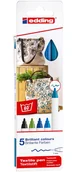 Markery permanentne - Edding 4600 na przybory do pisania do tekstyliów, zestaw 5-cz. 4-4600-5099 - miniaturka - grafika 1