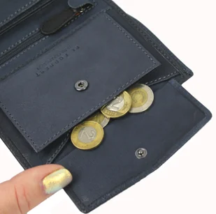 Portfel Męski Skórzany EL FORREST Duży Pionowy Bez Zapięcia Dwa Skrzydełka 859 33 RFID GRANATOWY 13 x 10 x 2.5 [cm] - Portfele - miniaturka - grafika 10