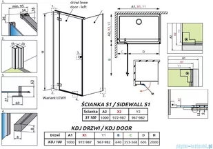 Radaway Essenza Black Kdj kabina 100x100cm lewa szkło przejrzyste 1385040-54-01L/1384052-01-01 - Kabiny prysznicowe - miniaturka - grafika 2