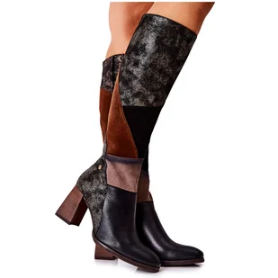 Kozaki Na Suwak Maciejka Brązowe 05240-02 czarne - Kozaki damskie - miniaturka - grafika 1