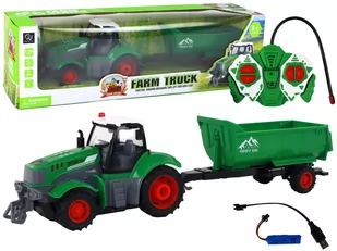 Zdalnie Sterowany Ciągnik Traktor R/C z Przyczepą 1:24 Światła Zielony - Zabawki zdalnie sterowane - miniaturka - grafika 1