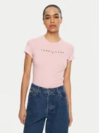 Koszulki i topy damskie - Tommy Jeans T-Shirt Linear DW0DW18398 Różowy Slim Fit - miniaturka - grafika 1