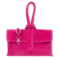 Torebki damskie - Torebka Damska Zamszowa Vera Pelle Nodo Fuksja - miniaturka - grafika 1