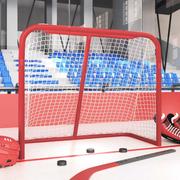 Unihokej - vidaXL Bramka do hokeja, czerwono-biała, 183x71x122 cm, poliester - miniaturka - grafika 1