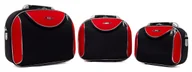 Walizki - Zestaw kuferków podróżnych 3w1 773 XXL XL L CZARNO-CZERWONY - miniaturka - grafika 1
