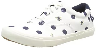 Joules Damskie trampki Brighton, białe granatowe kropki, 6 UK - Trampki damskie - miniaturka - grafika 1