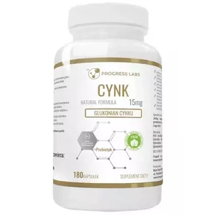 PROGRESS LABS PROGRESS LABS Cynk 15mg 180caps - Witaminy i minerały dla sportowców - miniaturka - grafika 1