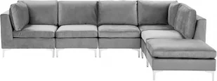 BELIANI Narożnik modułowy lewy szary welurowy sofa 5-osobowa z otomaną metalowe nóżki w stylu glamour - Sofy i kanapy - miniaturka - grafika 1