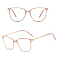 Okulary korekcyjne, oprawki, szkła - Okulary damskie kocie oczy zerówki do komputera BLUE LIGHT 25149D - miniaturka - grafika 1