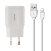 Ładowarki do telefonów - Ładowarka sieciowa Remax, RP-U22, 2x USB, 2.4A (biała) + kabel Lightning - miniaturka - grafika 1