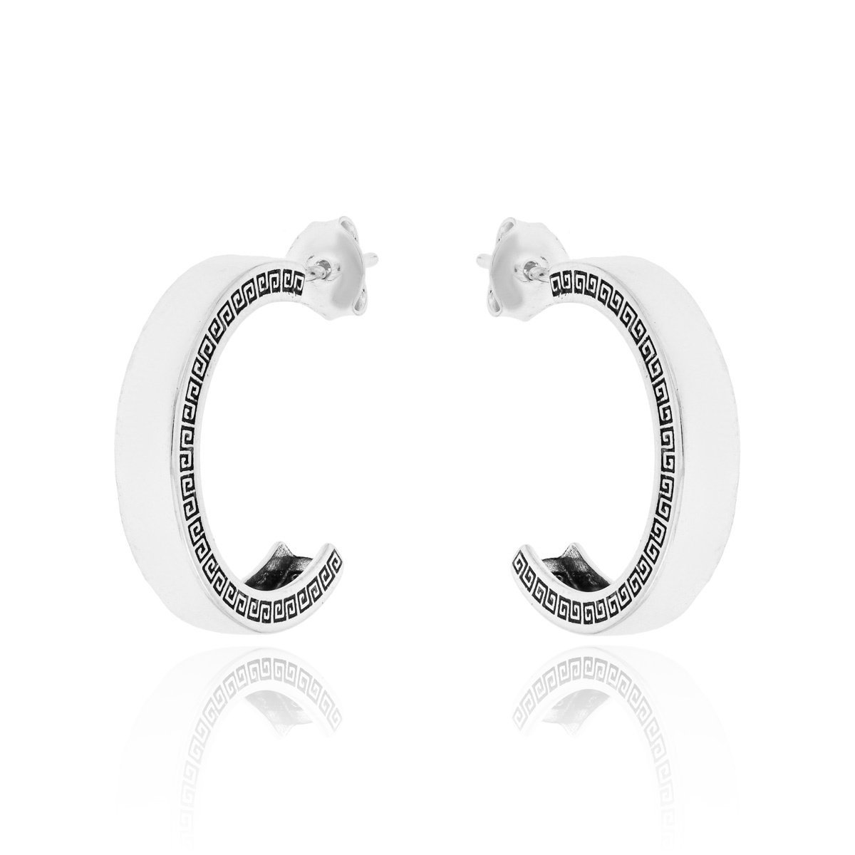 Srebrne kolczyki wzór grecki sztyfty pr. 925