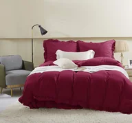 Pościel - Czerwona Pościel z Falbanką 220x200 Ruffy - miniaturka - grafika 1