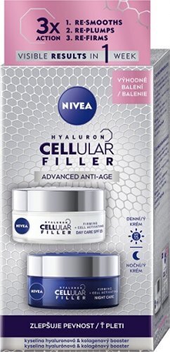 Nivea Hyaluron CELLular Filler SPF15 zestaw Krem do twarzy na dzień SPF15 50 ml + Krem do twarzy na noc 50 ml dla kobiet