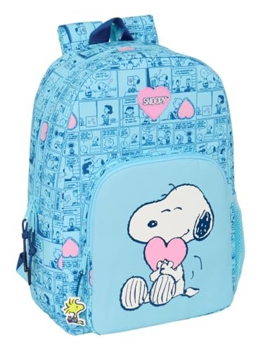 SNOOPY LOVE plecak szkolny, odpowiedni dla dzieci w różnym wieku, wygodny i wszechstronny, jakość i wytrzymałość, Jasnoniebieski, M, Casual