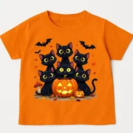 Koszulki dla dziewczynek - Pomarańczowa koszulka z dynią na Dzień Dyni - kotydynia20 - miniaturka - grafika 1