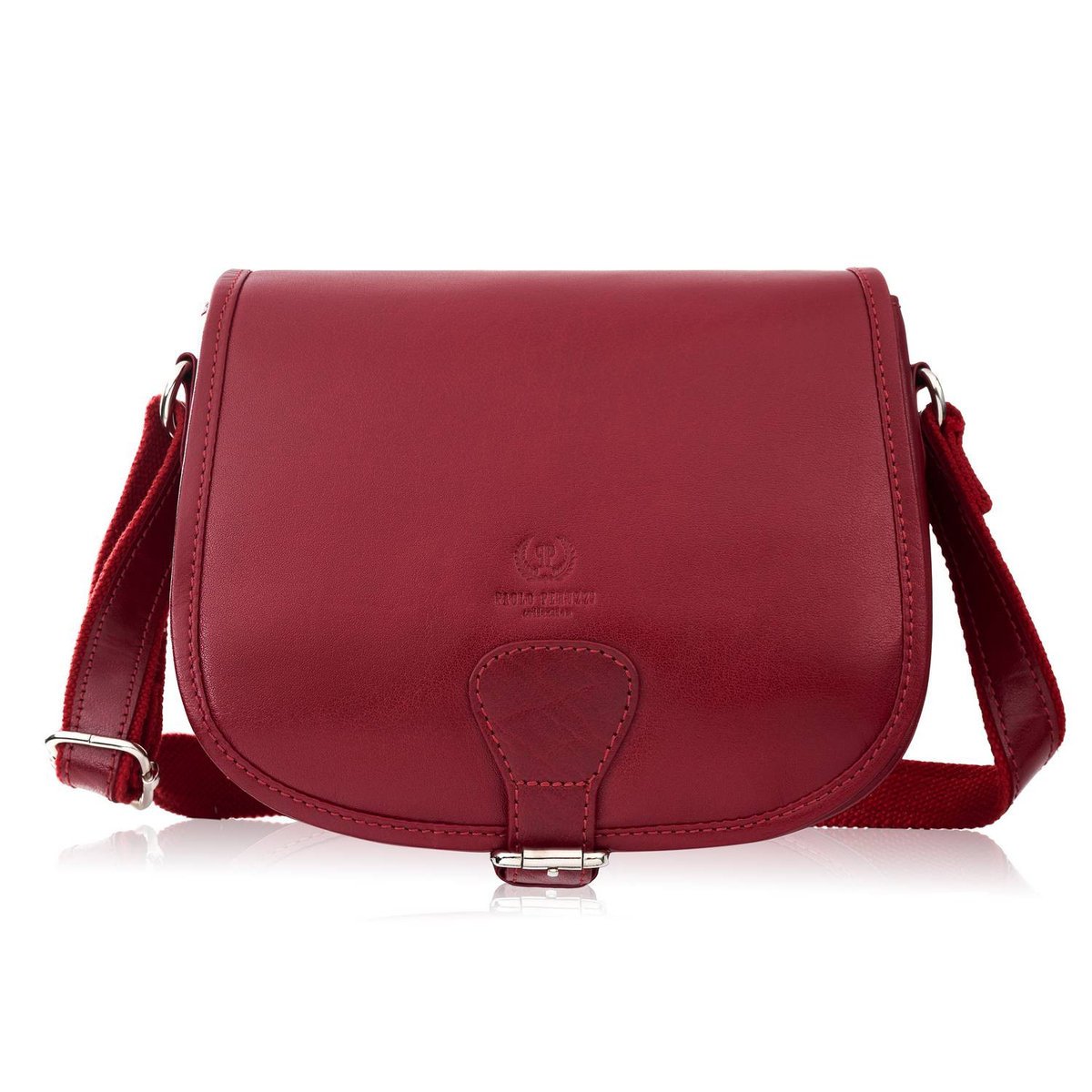 Torebka Damska Skórzana Listonoszka Ze Skóry Licowej Czerwona T-39-Krd