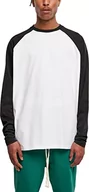 Koszulki męskie - Urban Classics Męski T-shirt z długim rękawem Organic Oversized Raglan, biały/czarny, L - miniaturka - grafika 1