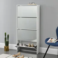 Szafki na buty - Szafka na buty 'Vogar' z 4 lustrzanymi drzwiami na 12 par butów 134 x 63 x 17 cm biała - miniaturka - grafika 1