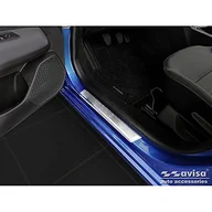 Nakładki progowe - Avisa 2/06003 INOX ochraniacze progów drzwi odpowiednie do DACIA Sandero III 2020 – w zestawie"Lines" – 4-częściowy - miniaturka - grafika 1