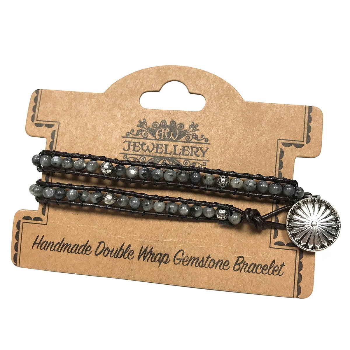 Podwójne Bransoletki - Szary Kamień & Mini Globy