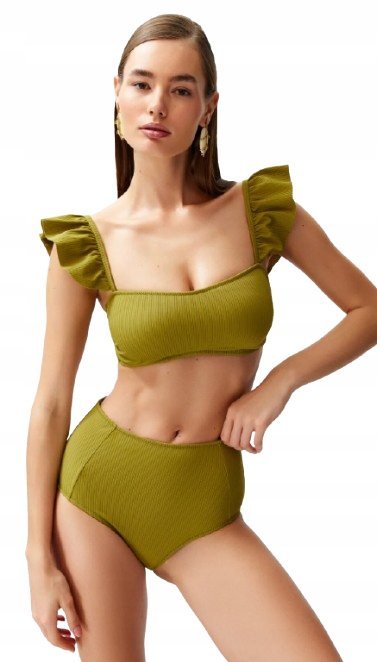 TRENDYOL KOSTIUM KĄPIELOWY DWUCZĘŚCIOWY ZIELONY Z FALBANKAMI 36 5AA