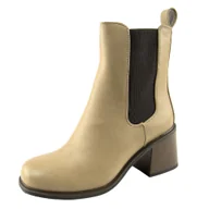 Botki damskie - Botki damskie JEZZI ASA215 klocek ocieplane beż - miniaturka - grafika 1