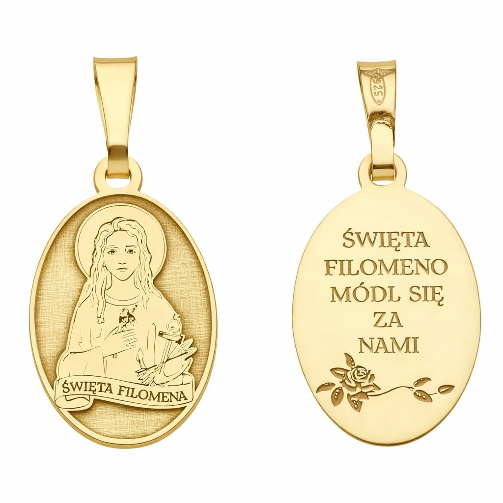 Medalik srebrny Ag 925 pozłacany Św. Filomena MDC039G