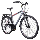 Rowery - Indiana Rower trekkingowy X-Road 1.0 M21 28 cali męski Czerwono-grafitowy Raty 21ME520G53 - miniaturka - grafika 1