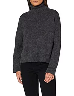 Swetry damskie - Noisy may Damski sweter z dzianiny z golfem, ciemnoszary melanż, XL - grafika 1