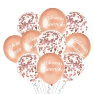 Wieczór panieński i kawalerski - Balony na Wieczór Panieński rose gold z konfetti 30 cm, 10szt - miniaturka - grafika 1