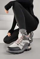 Botki damskie - Szare Buty Trekkingowe Trapery Vices z Geometrycznym Wzorem Norrive - miniaturka - grafika 1