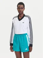 Bluzki damskie - adidas Bluzka adicolor Football Jacquard JV9740 Biały Loose Fit - miniaturka - grafika 1