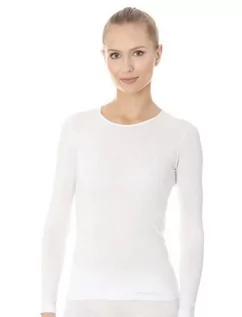 Koszulki i topy damskie - Damska koszulka termoaktywna Brubeck Women's longsleeve shirt | BIAŁA L - grafika 1