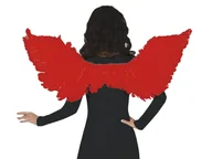 Dodatki do strojów karnawałowych - Skrzydła anioła czerwone z piórami - 106 cm - 1 szt. - miniaturka - grafika 1