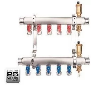 Rozdzielacz MINI BASE Inox K2-7 G1"-G1/2" liczba obiegów 7 - Akcesoria grzewcze - miniaturka - grafika 1