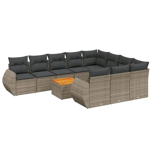 Zestaw mebli ogrodowych modułowych szary rattan PE, wymiary: 62x62x69 cm,