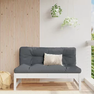 vidaXL Sofa środkowa do ogrodu, biała, 120x80 cm, lite drewno sosnowe - Sofy ogrodowe - miniaturka - grafika 1