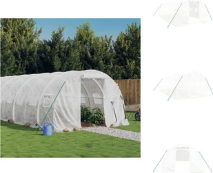 vidaXL Szklarnia z ramą stalową biała 18 m² 6x3x2 m - Szklarnie - Szklarnie ogrodowe - miniaturka - grafika 1