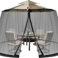 Moskitiery - Moskitiera do Parasola i Altanki Kempingowej Taras 2,43-3 m z 2 Drzwiami z Podwójnym Zamkiem Błyskawicznym, Siatka do Parasola (Czarna) - miniaturka - grafika 1